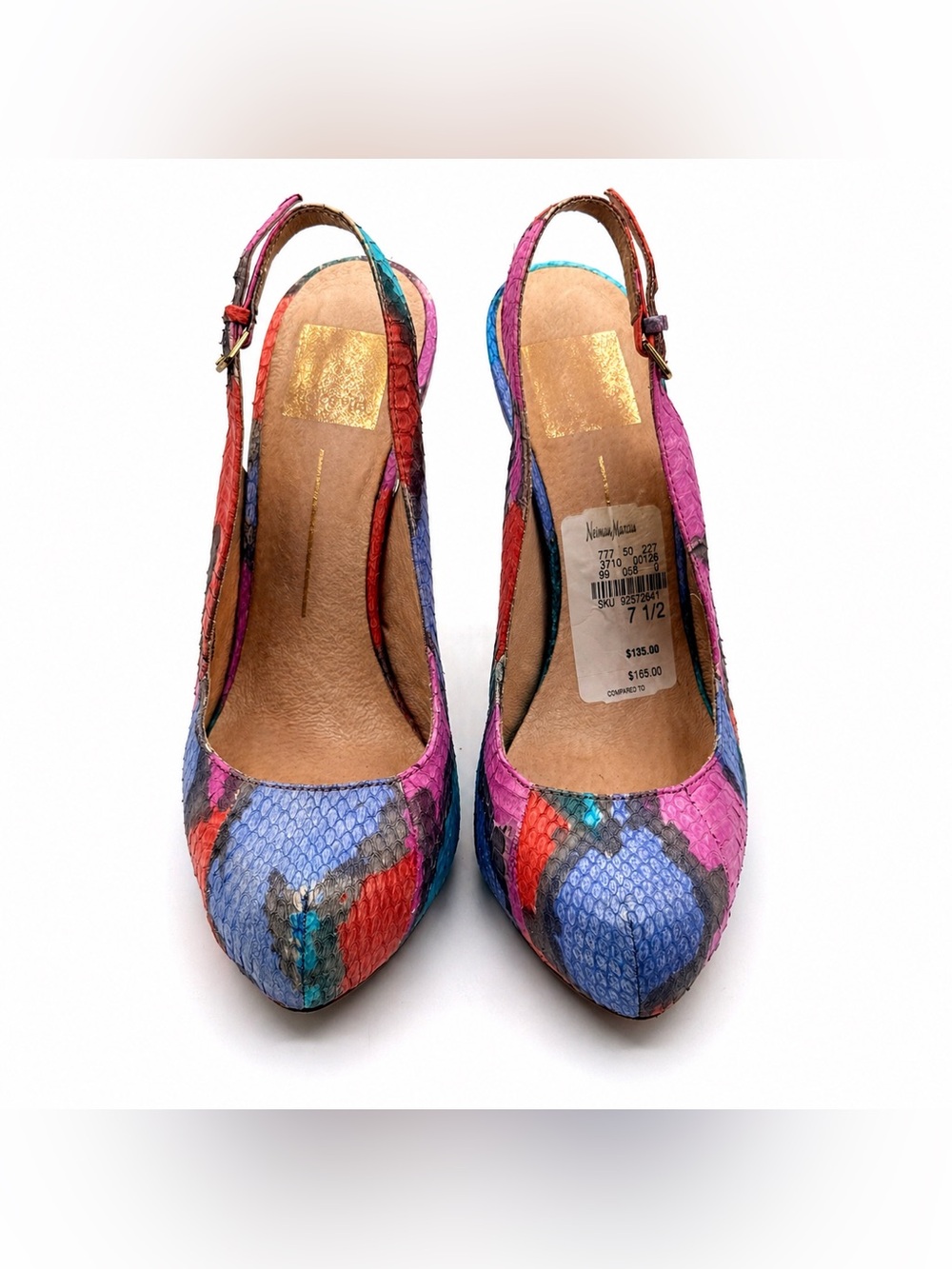 Dolce Vita Multicolor Snakeskin Slingback Heels | Pointed Toe Statement Stiletto - Picture 4 of 17
